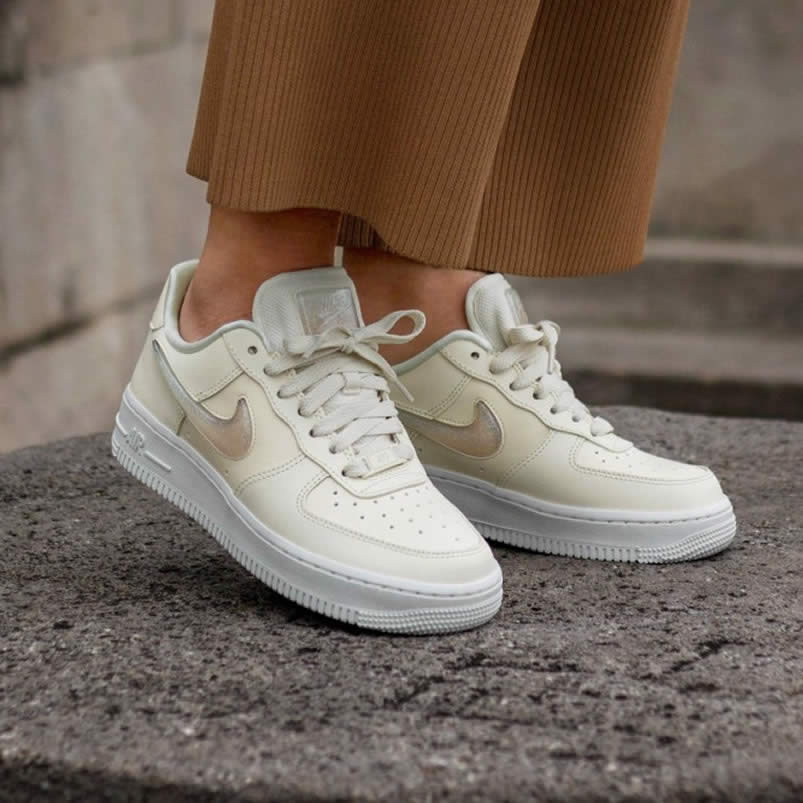 Nike Air Force 1 Womens Jelly Puff Wmns Af1 Low For Sale Pale Ivory Shoes Ah6827 100 On Feet (2) - newkick.org