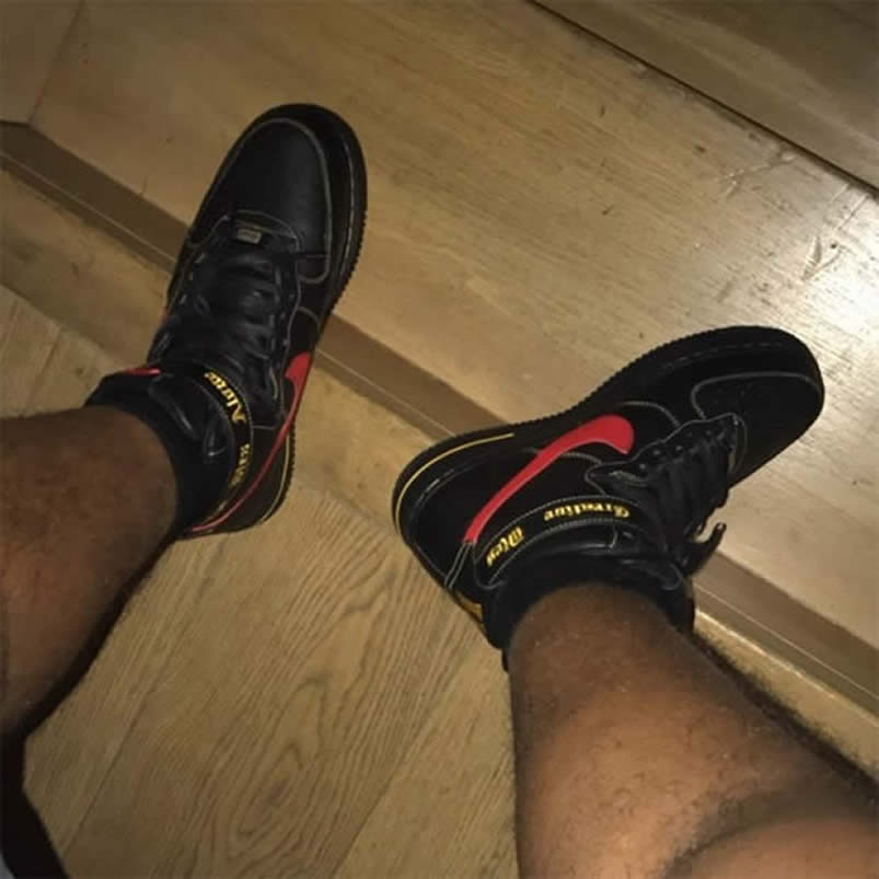 Vlone x Nike Air Force 1 High 'Paris' Sport Red / Black On Feet 773255-906765