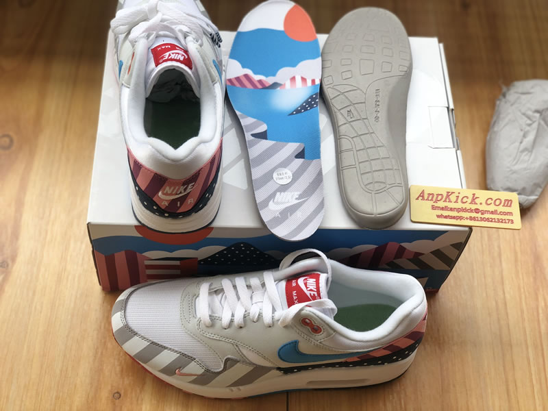 Parra x Nike Air Max 1 White Multi Color AT3057 100 Original Box Shoes Insole