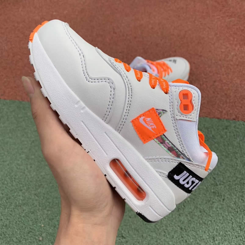 Kids Nike Air Max 1 Lux 'Just Do It' White Orange Shoes 917691-100