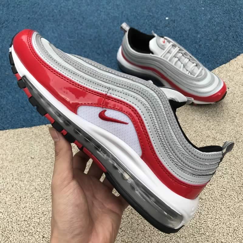 Nike Air Max 97 University Red Silver Mens Womens Shoes In-Hand Images (3)