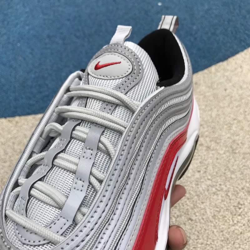 Nike Air Max 97 University Red Silver Mens Womens Shoes In-Hand Images (6)
