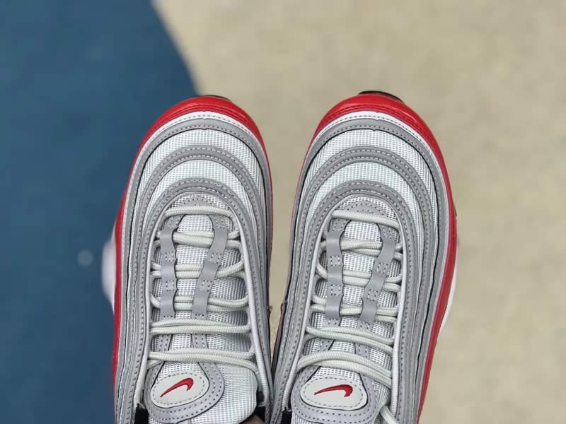 Nike Air Max 97 University Red Silver Mens Womens Shoes Head Images