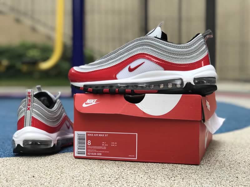 Nike Air Max 97 University Red Silver Mens Womens Shoes On Box Images