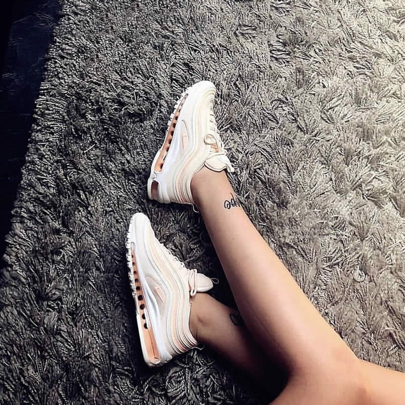 Wmns Nike Air Max 97 'Guava Ice' White Womens Pink Orange On Feet 921733-801